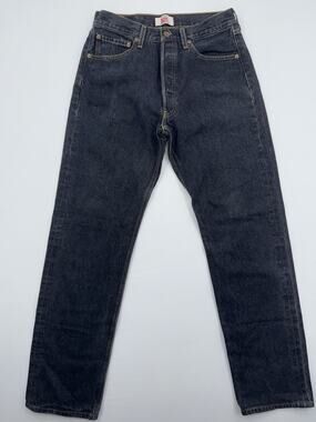Levis 501 Jeans Mens 33x36 Black Denim Original Straight Fit Button Fly Red Tab